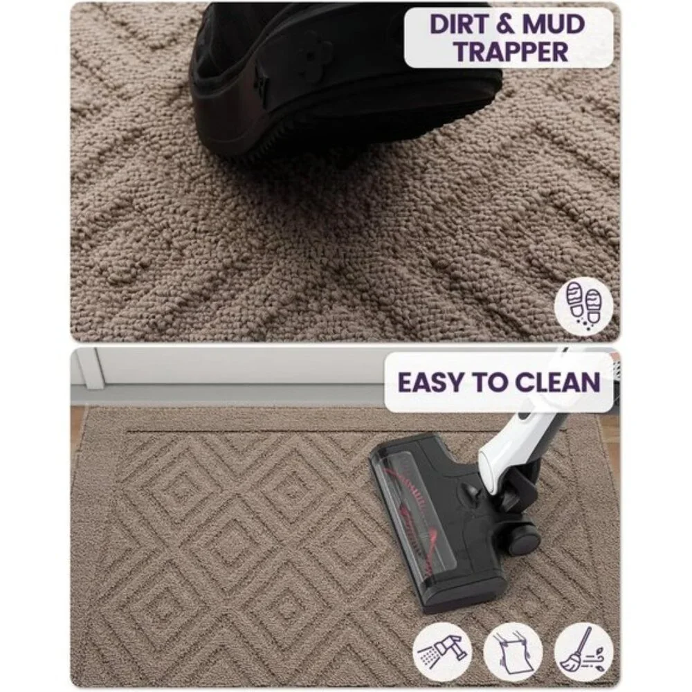 New 24x36Inch Front Door Mat, Non-Slip, Absorbent, Washable Doormat - Beige